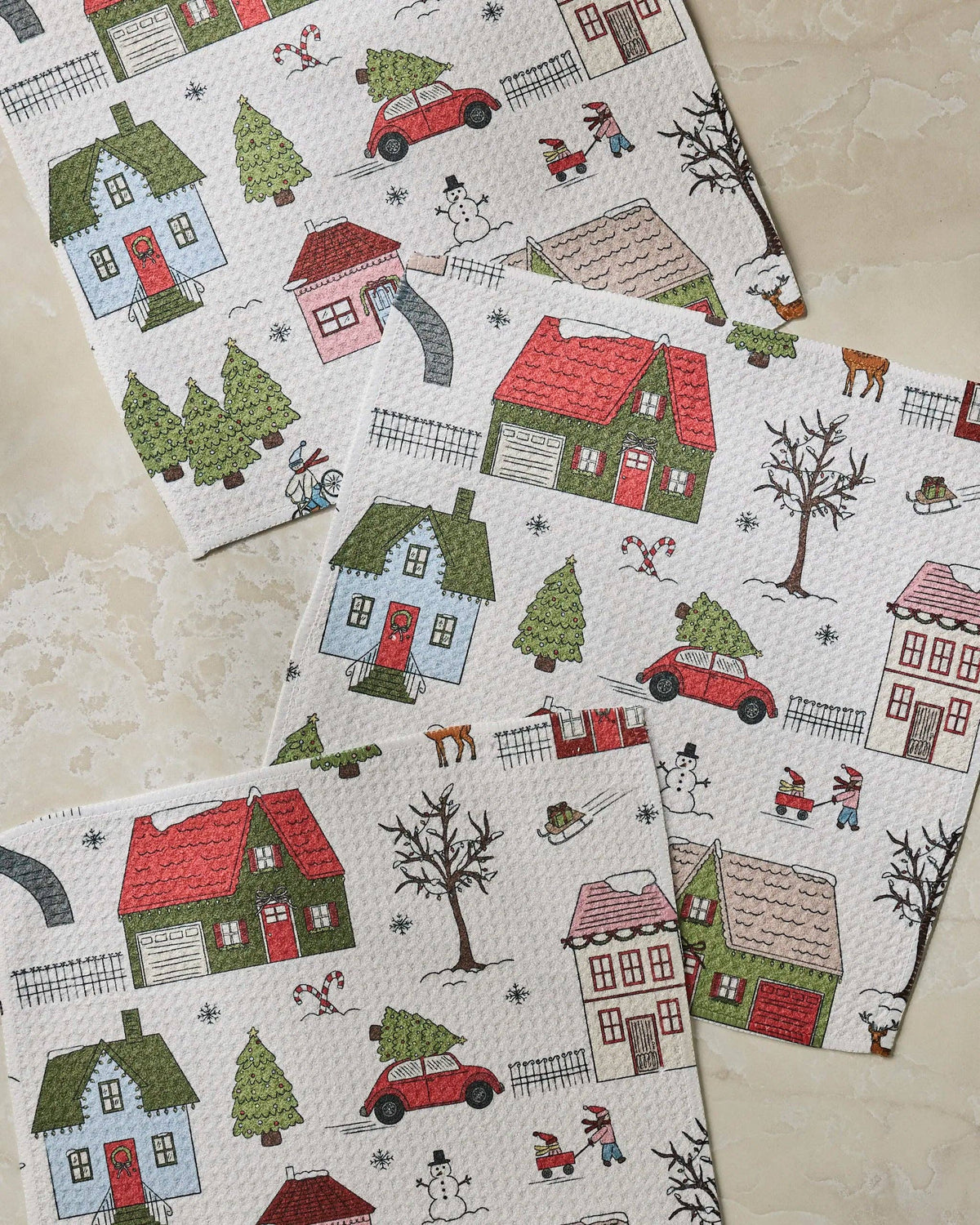 Geometry Winter Village Dishcloth Set
