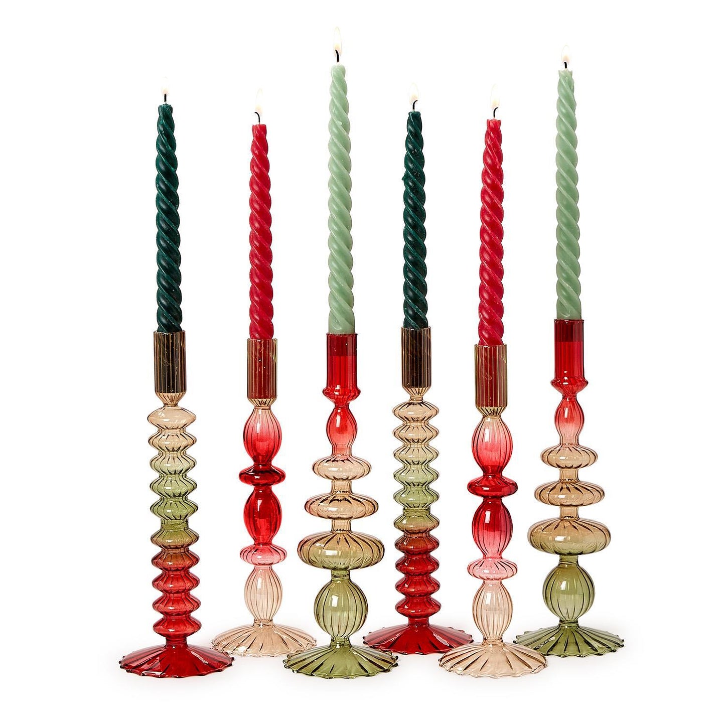 Holiday Ombre Glass Candlesticks