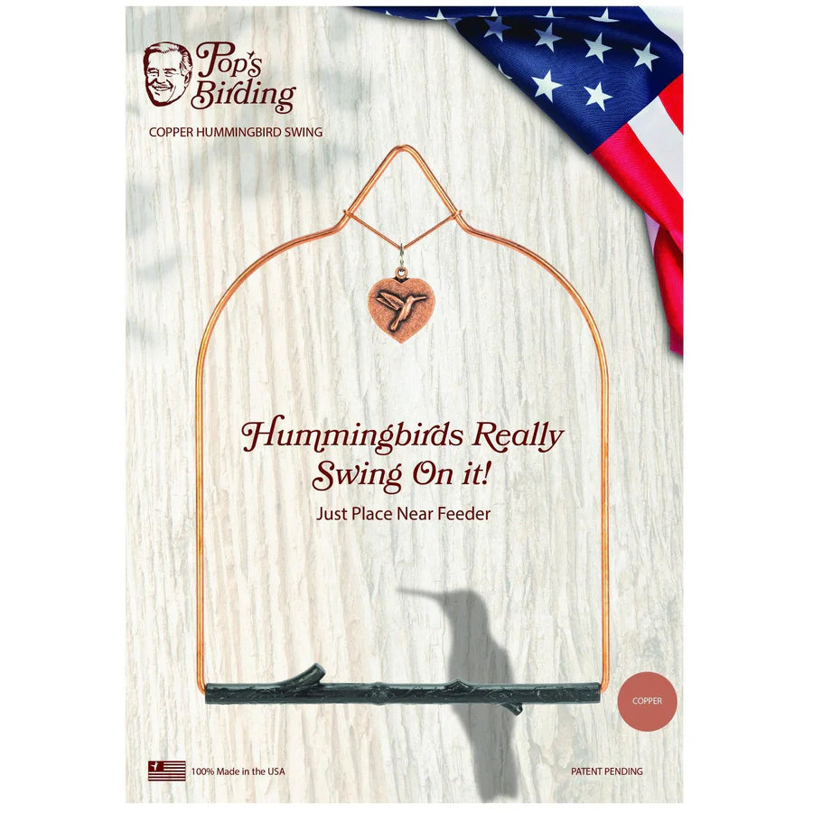 Copper Hummingbird Swing, Rustic Perch