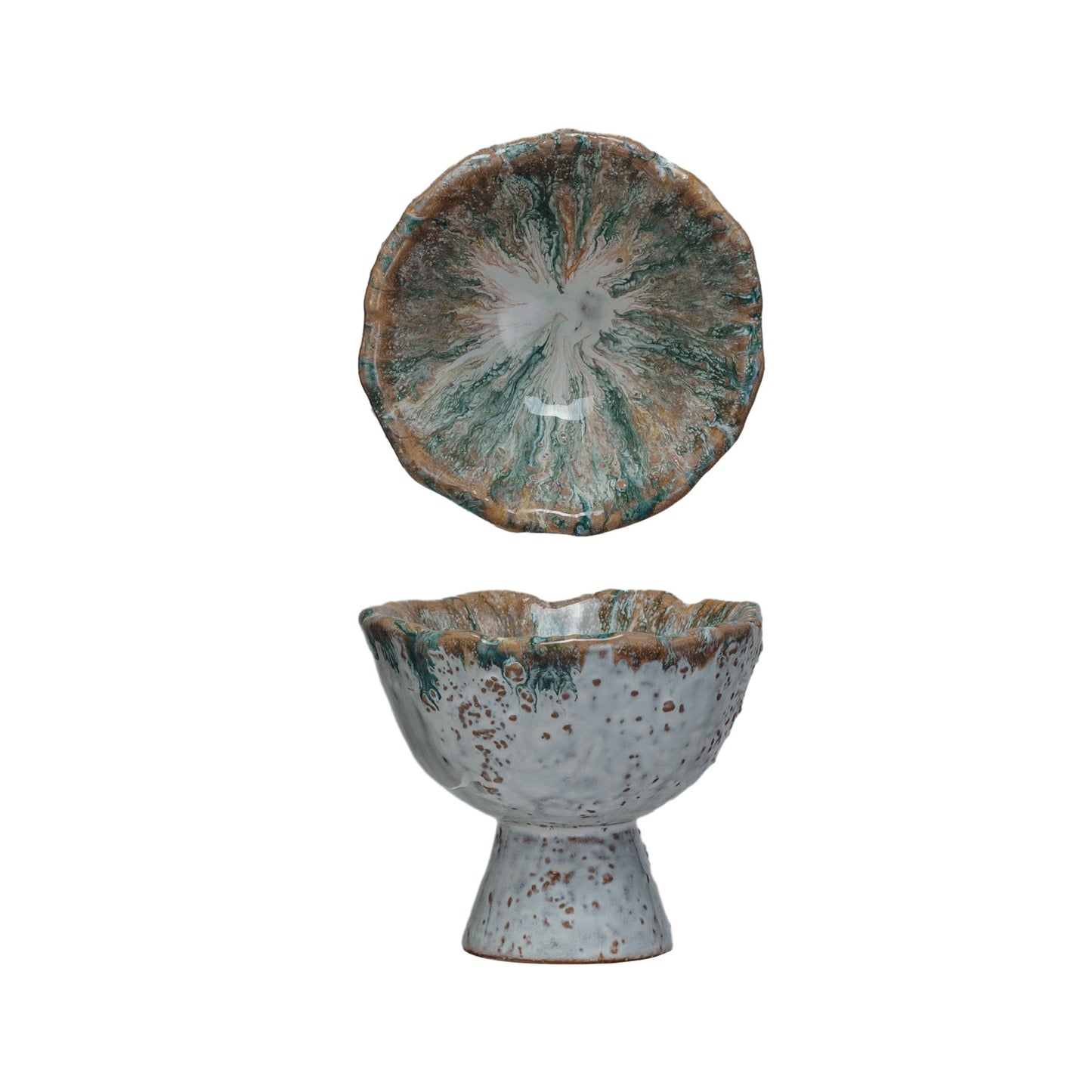 Stoneware Footed Bowl, Reactive Glaze, 2 Sizes