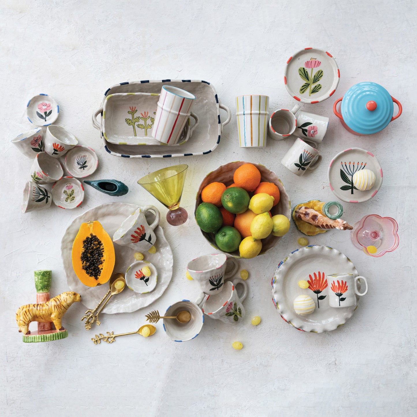 Hand-Painted Dish w/ Flowers, 4 Styles