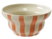 Hand-Painted Stoneware Striped Bowl
