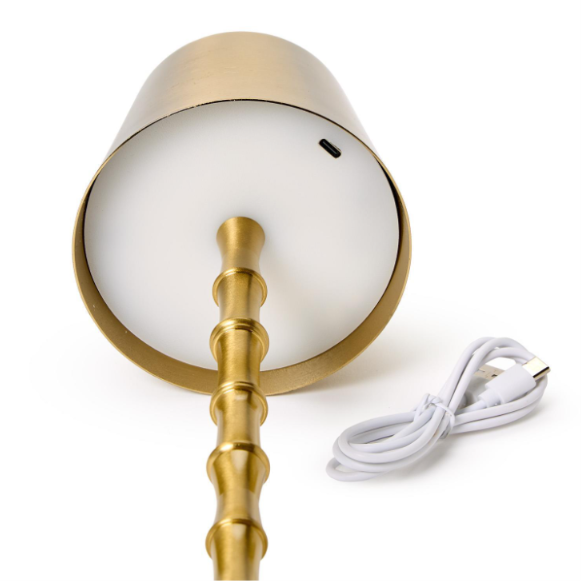 LED Portable Cordless Gold Bamboo Table Lamp
