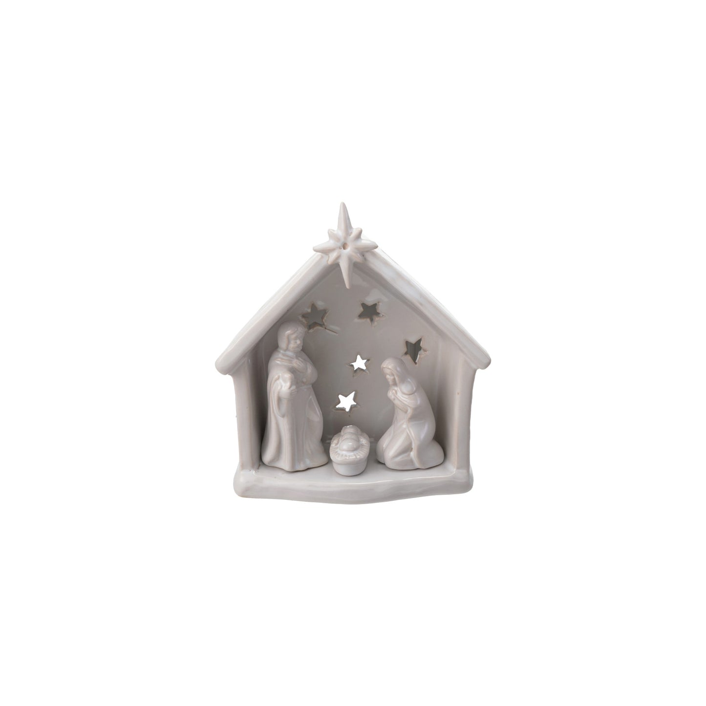 Stoneware Nativity Tealight Holder