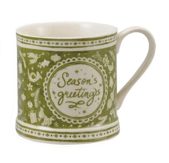 Stoneware Mug with Holiday Design & Saying, 4 Styles
