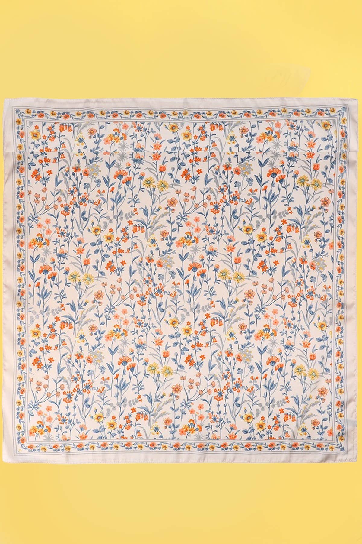 Beige Floral Silk Finish Scarf