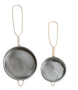 Stainless Steel Strainers w/ Enameled Handle, Set of 2