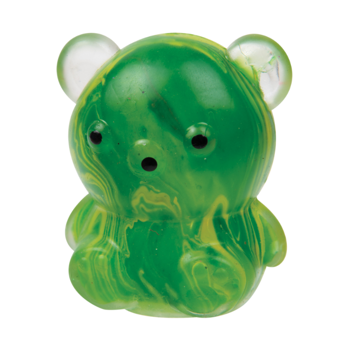Green Gummiez Itty Bitty Mar-Bear squishy sensory toy in a gummy bear shape, a fun tactile toy for squeezing, stretching, and sensory exploration.