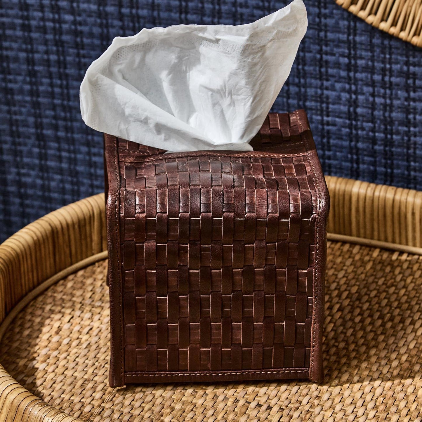 Chestnut Woven Tissue Box Cover