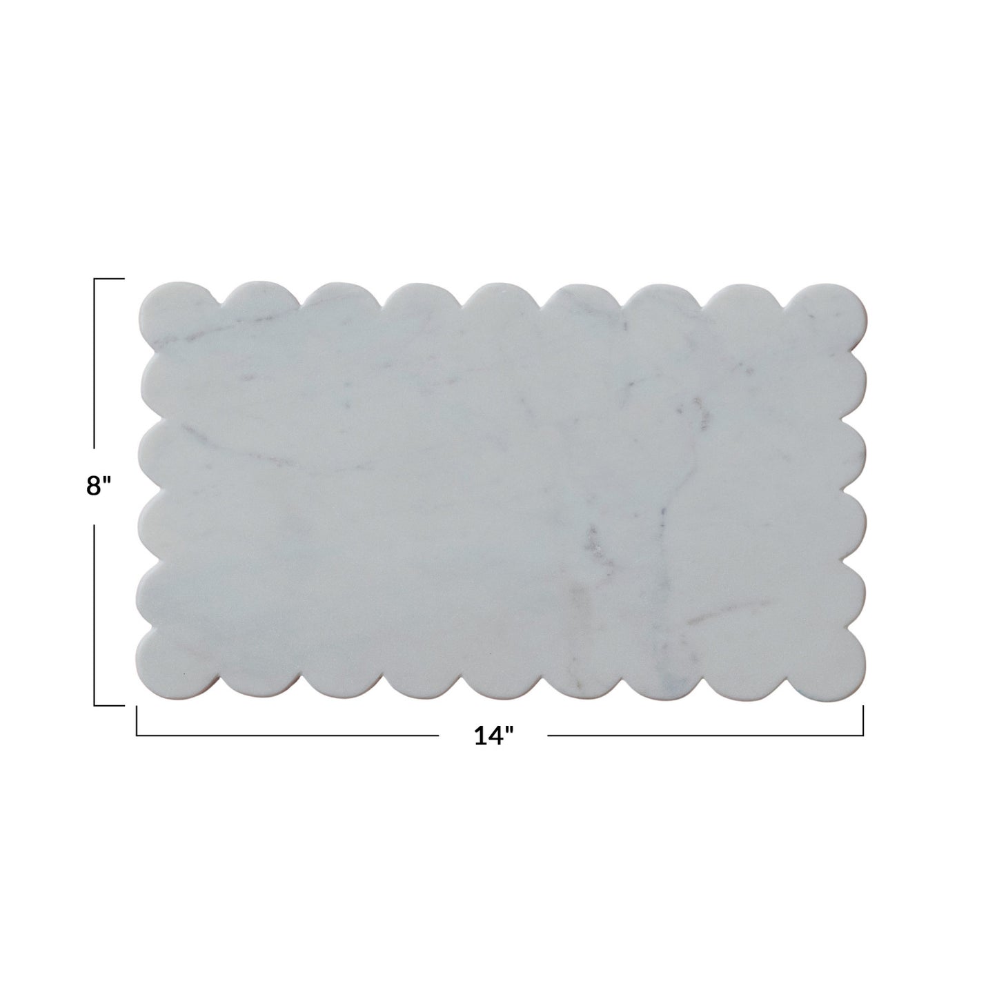 Marble Cheese/Cutting Board w/ Scalloped Edge, White