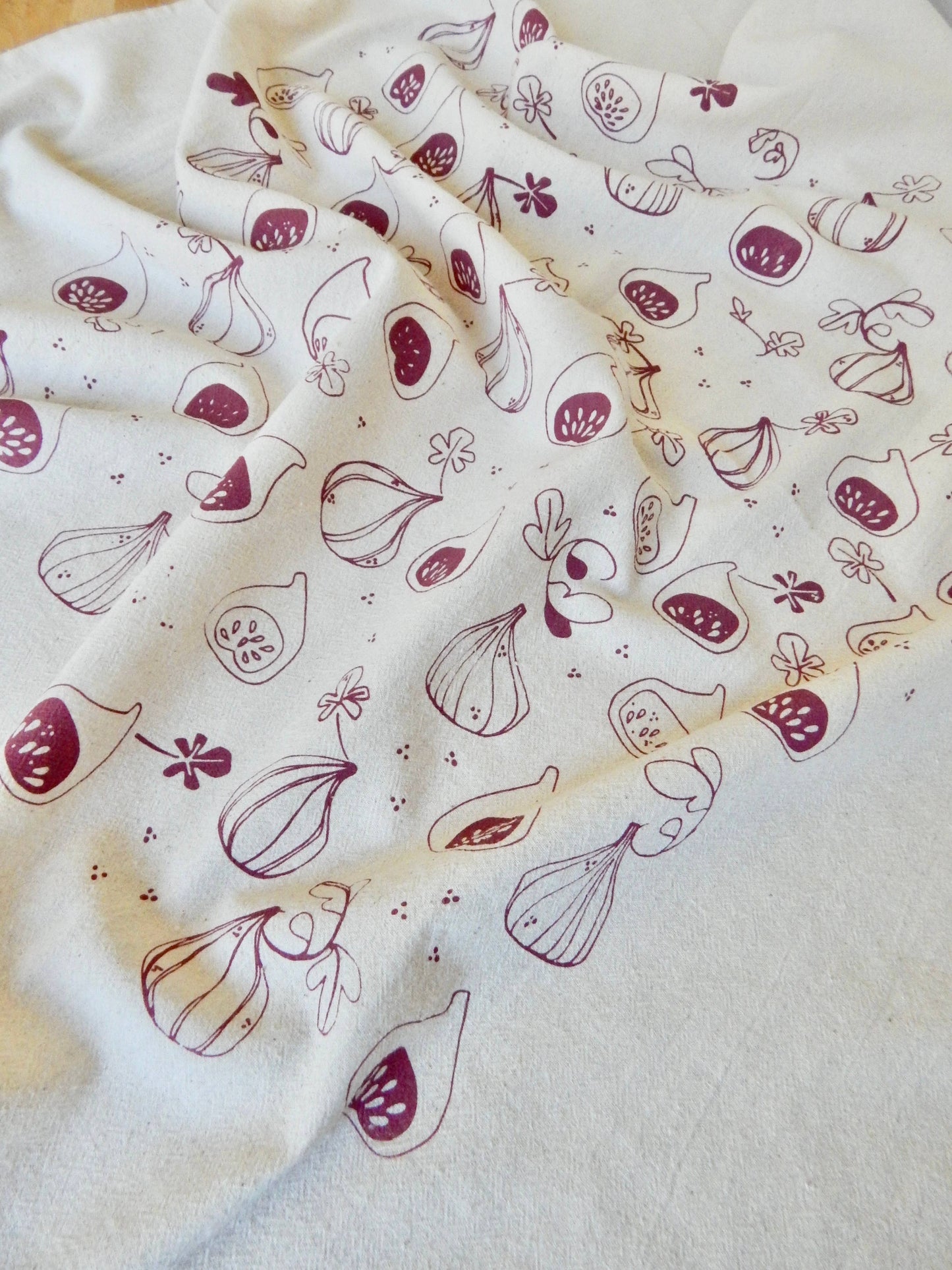 Fig Kitchen Towel, Handprinted Kitchen Towel, Figs