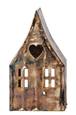 Metal House Tealight Holder with Open Back