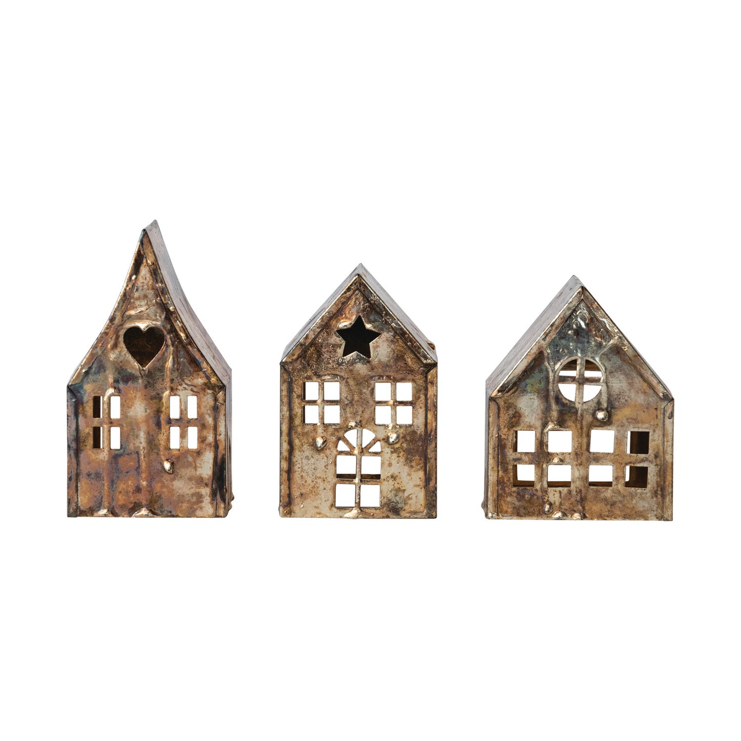 Metal House Tealight Holder with Open Back