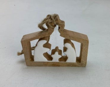 Wooden/Enamel Nativity Ornament 3.5"x2.75"x6"
