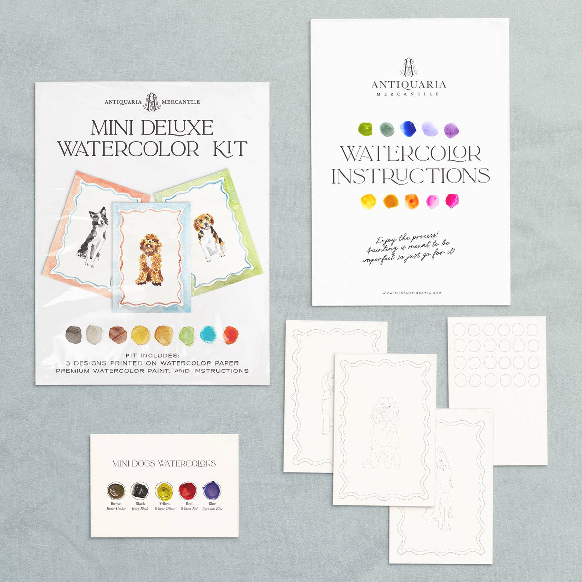 Antiquaria Mini Deluxe Watercolor Painting Kit: Dogs
