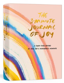Book titled 'The 3-Minute Journal of Joy' with colorful cover design on a white background