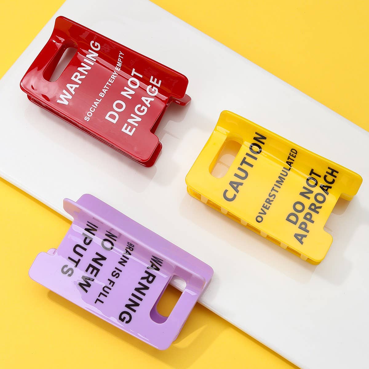 Funny Caution Sign Claw Clip
