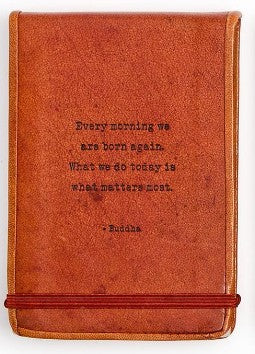 Leather Flip Notebook w/ Embossed Saying