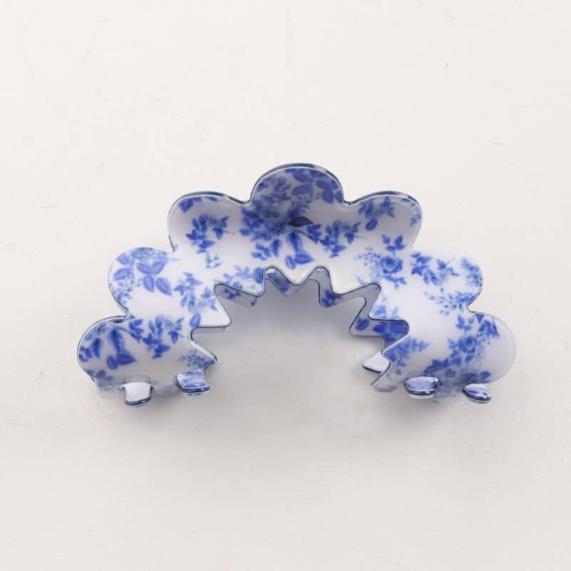 Vintage Porcelain Style Half Moon Claw Clip