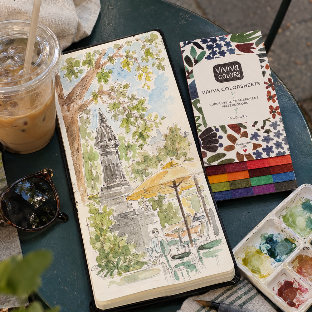 Viviva Original Colorsheets 16 | Travel Watercolor Set | Art Gift