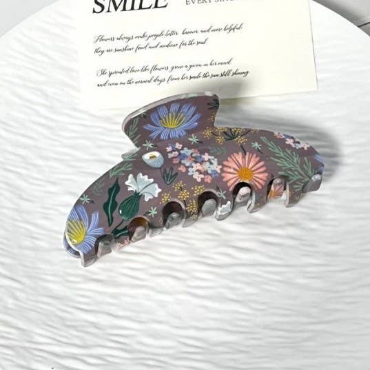 Purple Floral Hair Clip