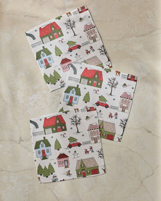 Geometry Winter Village Dishcloth Set