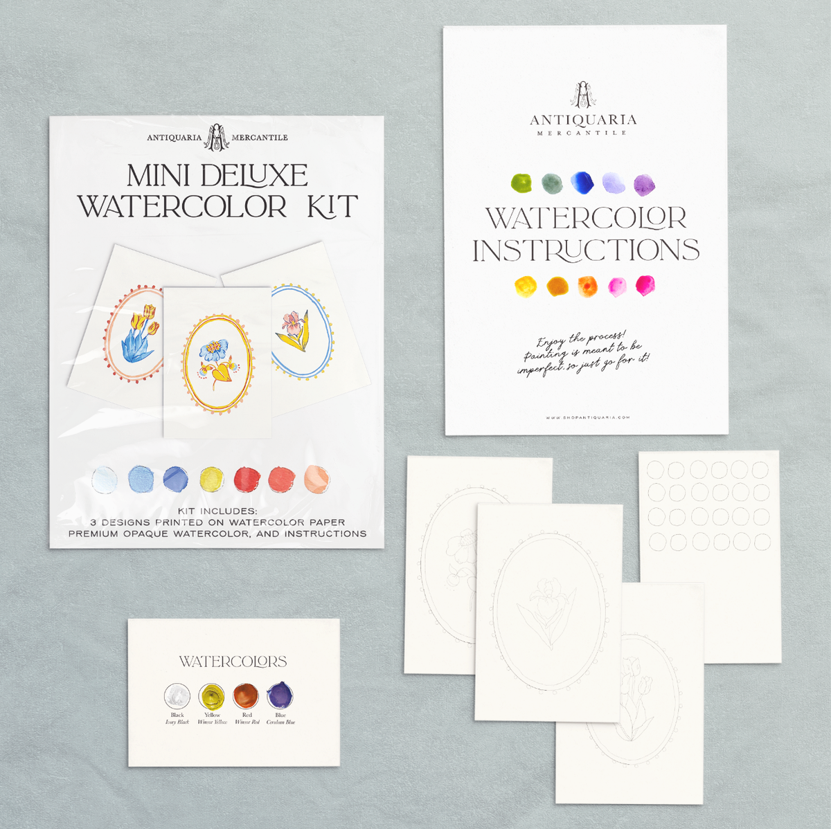 Antiquaria Mini Deluxe Watercolor Painting Kit: Folk Flowers