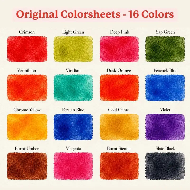 Viviva Original Colorsheets 16 | Travel Watercolor Set | Art Gift
