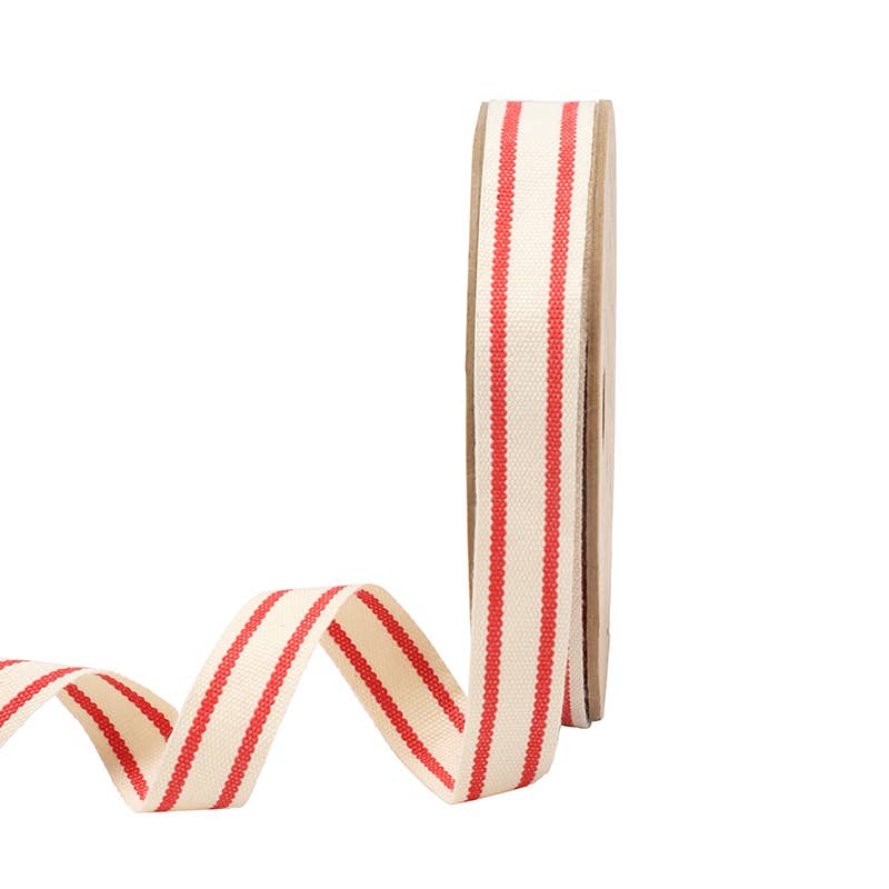 Cotton Striped Holiday Trim Ribbon