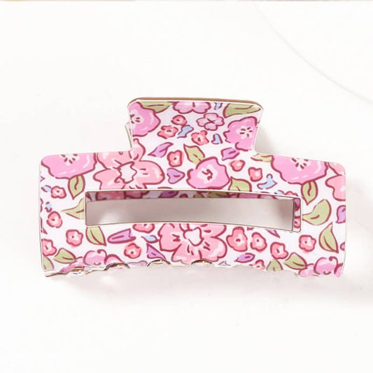 Floral Rectangle Claw Clips
