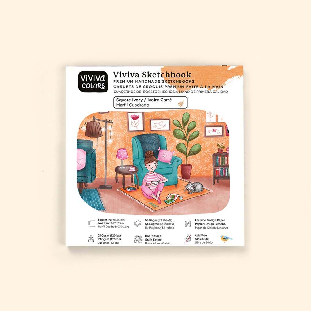 Viviva Square Ivory Sketchbook | 240 GSM Paper | Watercolor Pad
