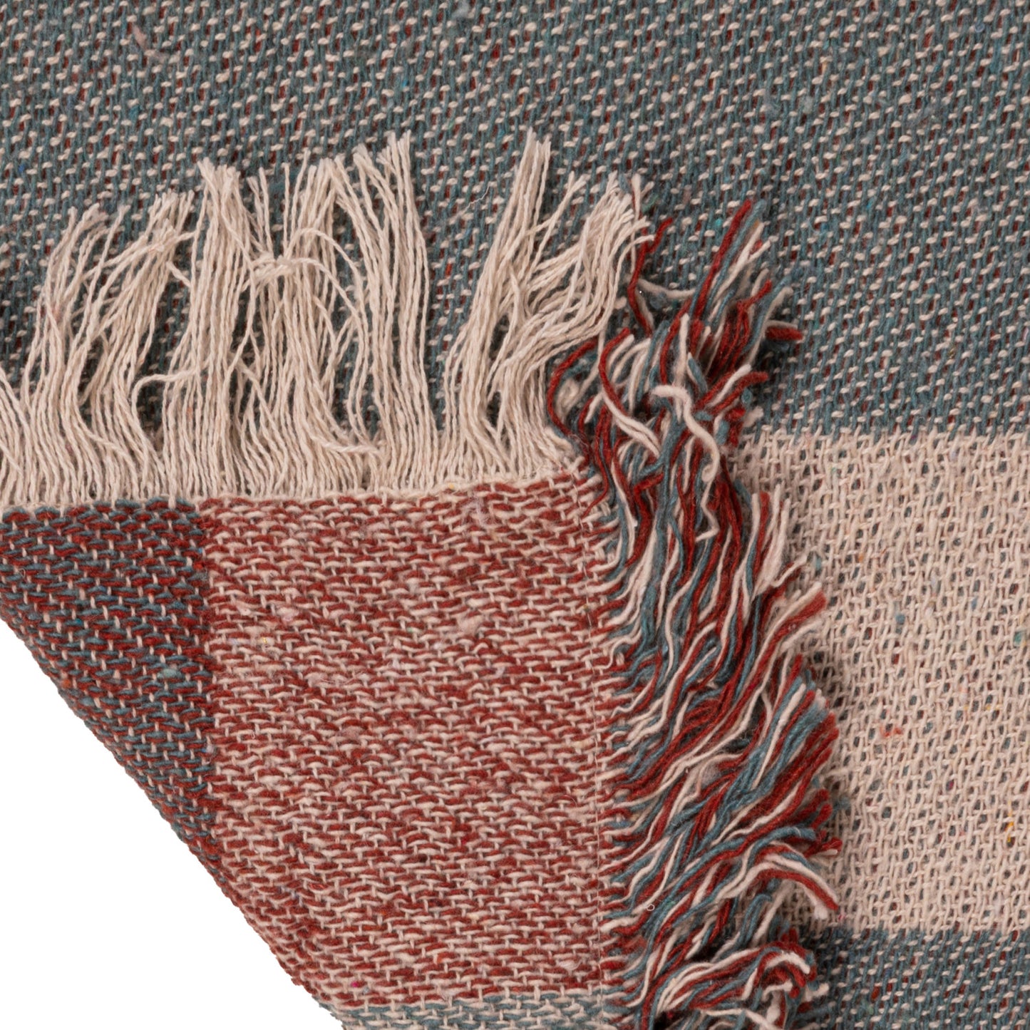 Woven Recycled Cotton Blend Jacquard Throw with Eyelash Fringe