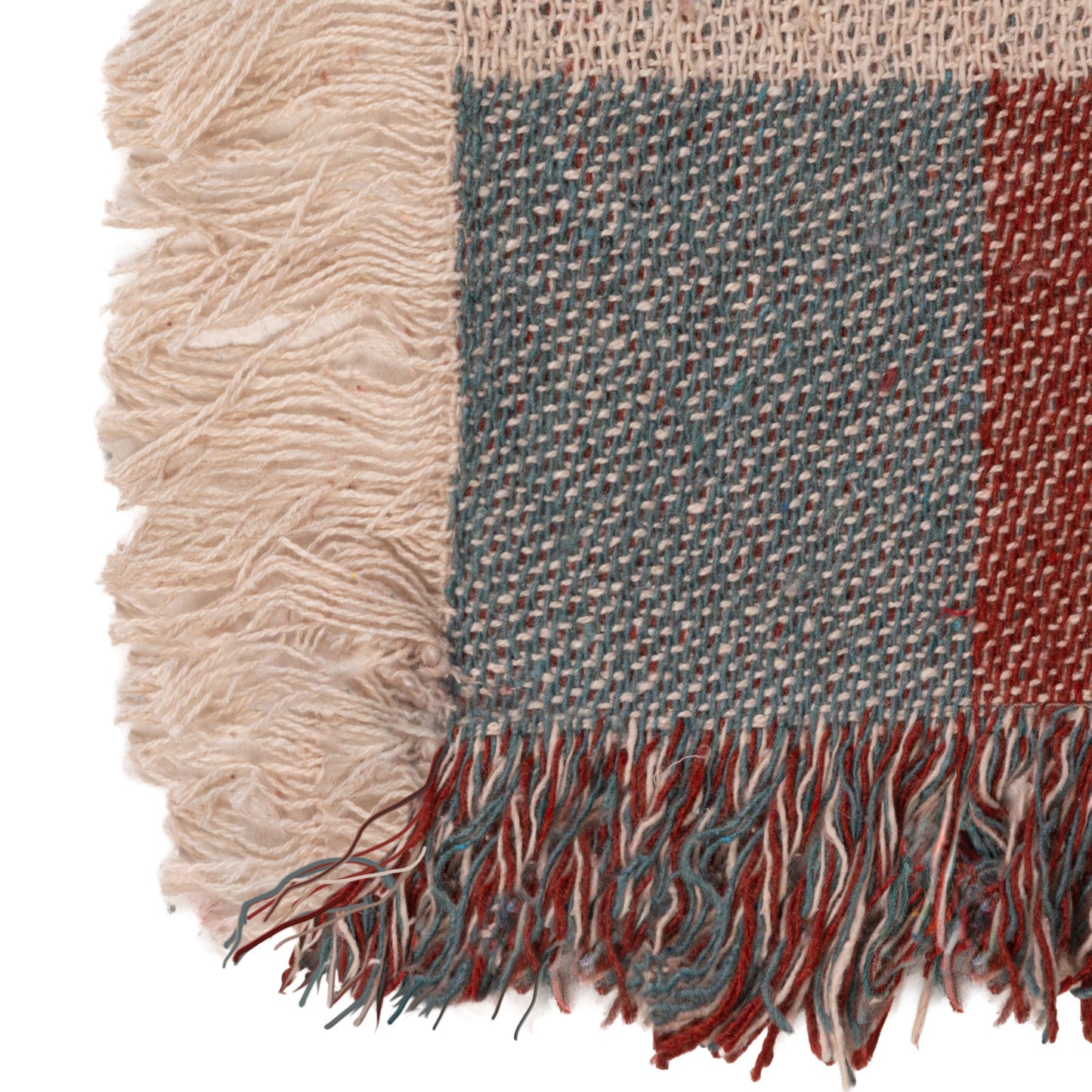 Woven Recycled Cotton Blend Jacquard Throw with Eyelash Fringe
