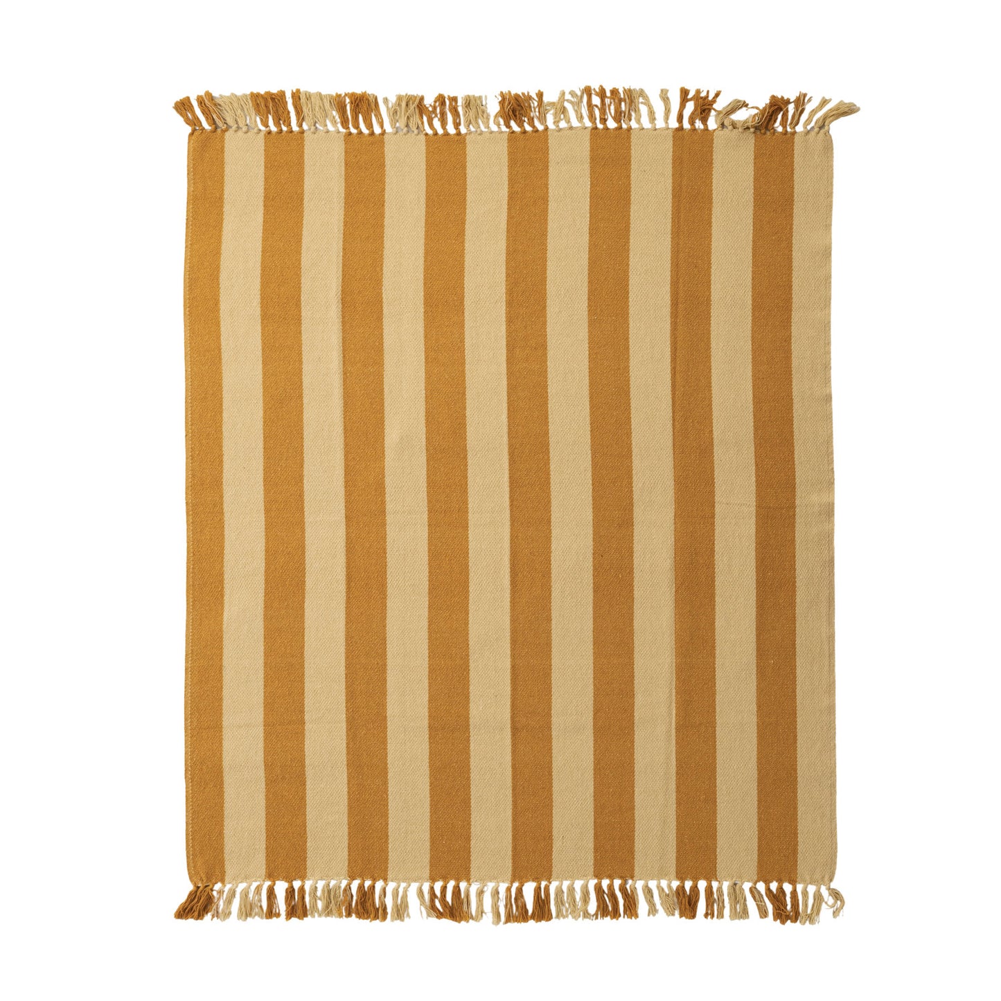 Handwoven Recycled Cotton Blend Striped Throw Blanket