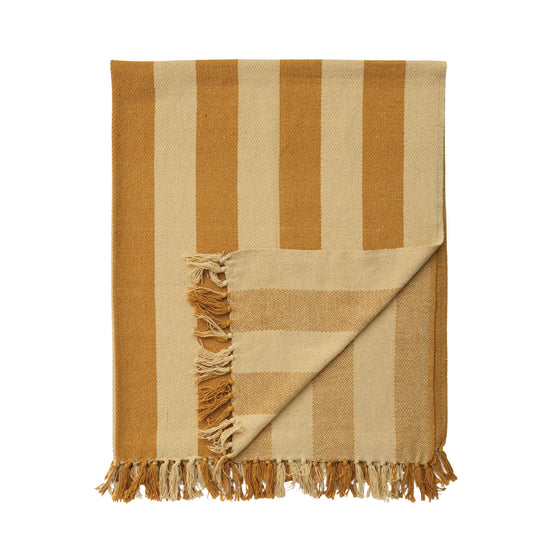 Handwoven Recycled Cotton Blend Striped Throw Blanket