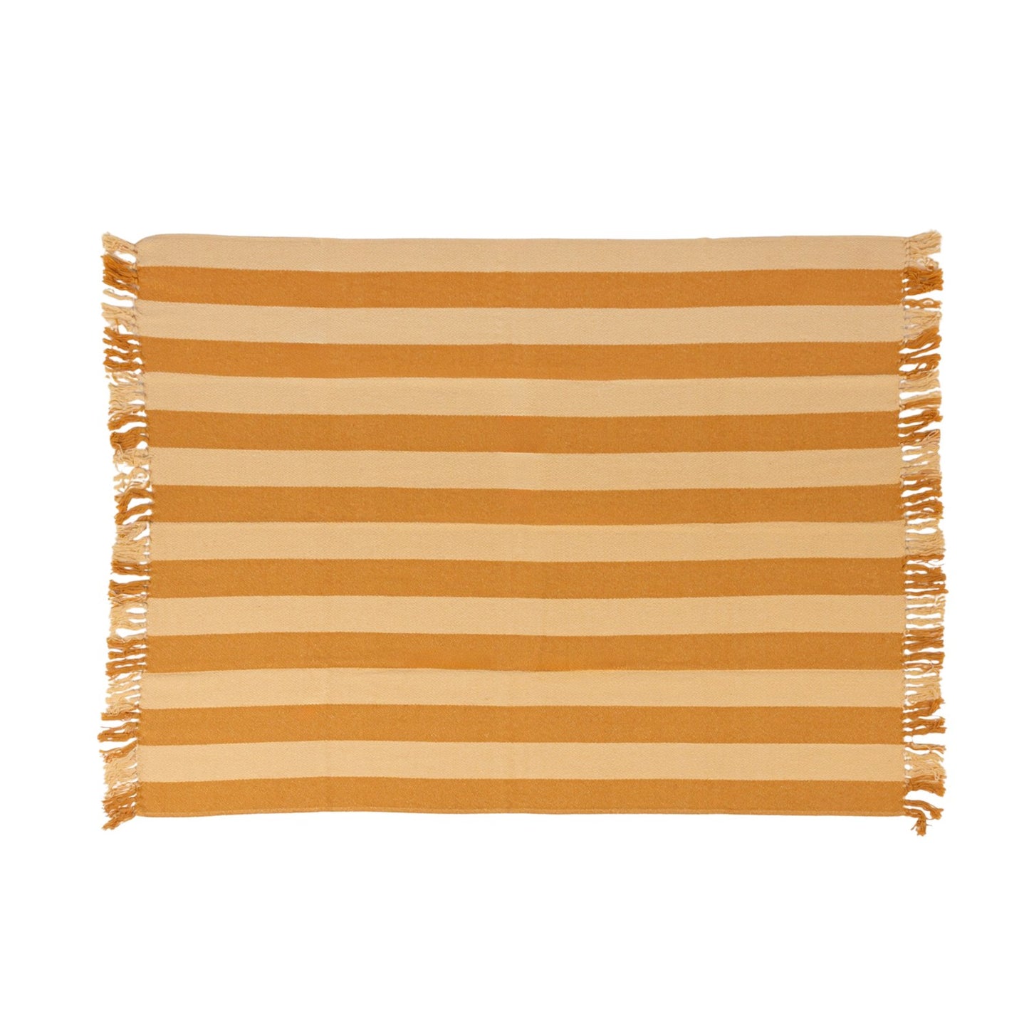 Handwoven Recycled Cotton Blend Striped Throw Blanket