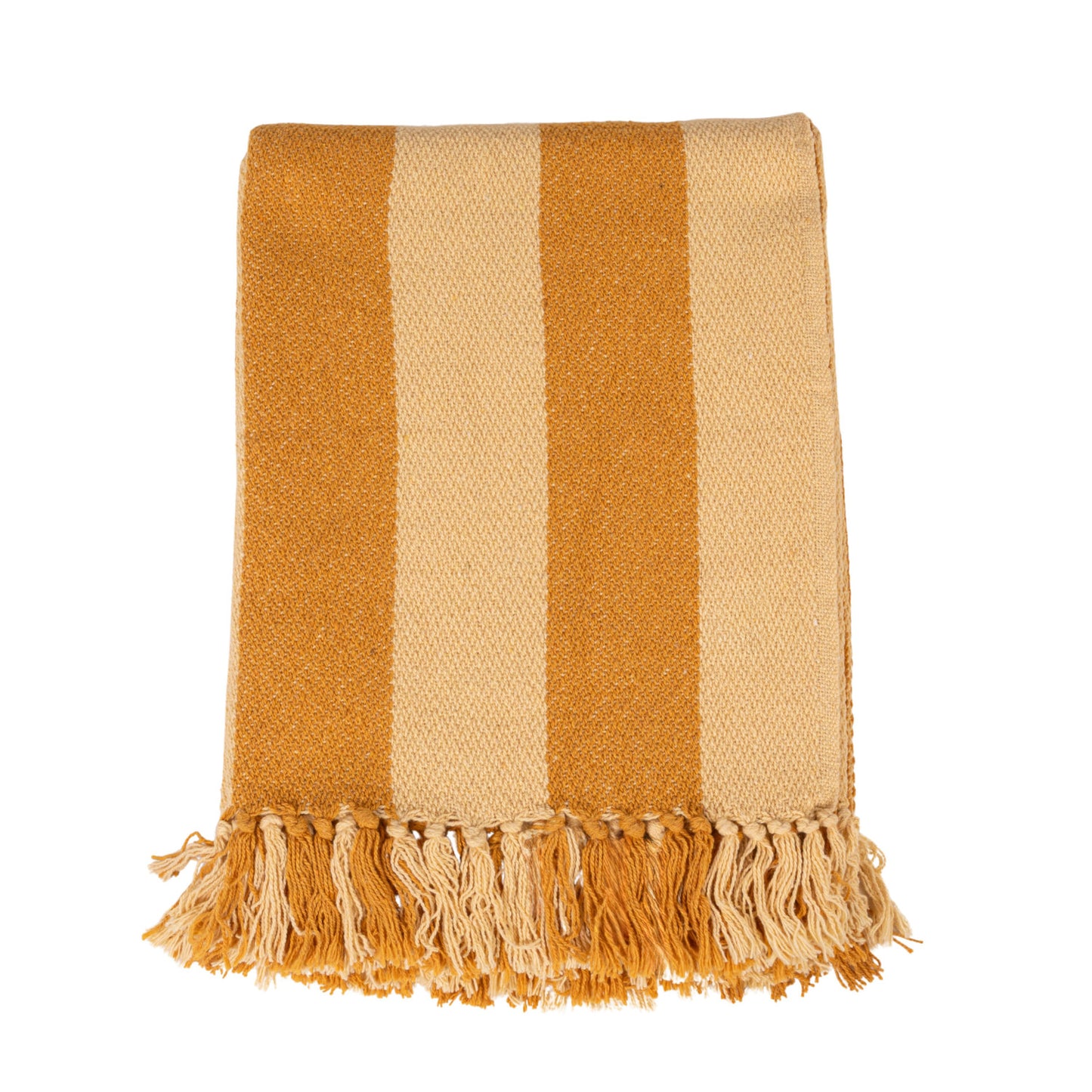 Handwoven Recycled Cotton Blend Striped Throw Blanket