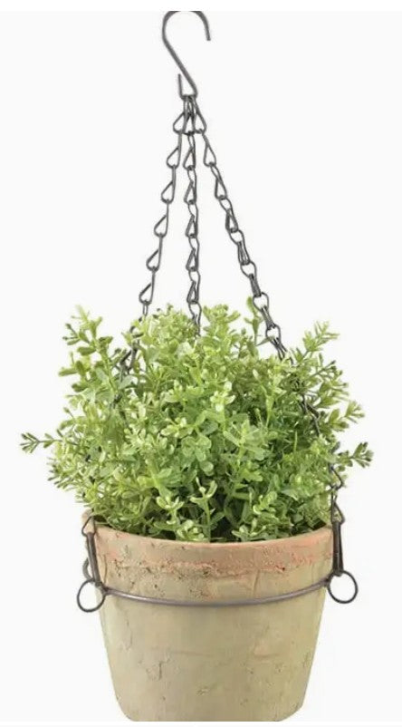 Aged Terra Cotta Hanging Flower Pot