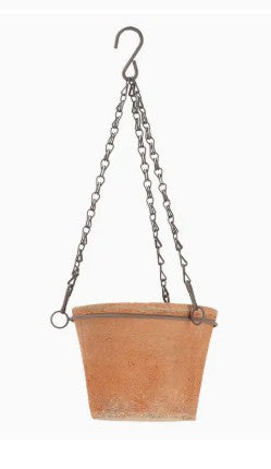 Aged Terra Cotta Hanging Flower Pot
