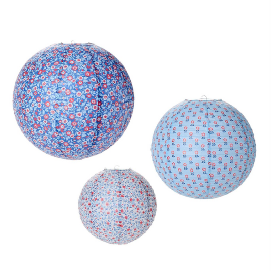 Red, White and Bloom Paper Lanterns