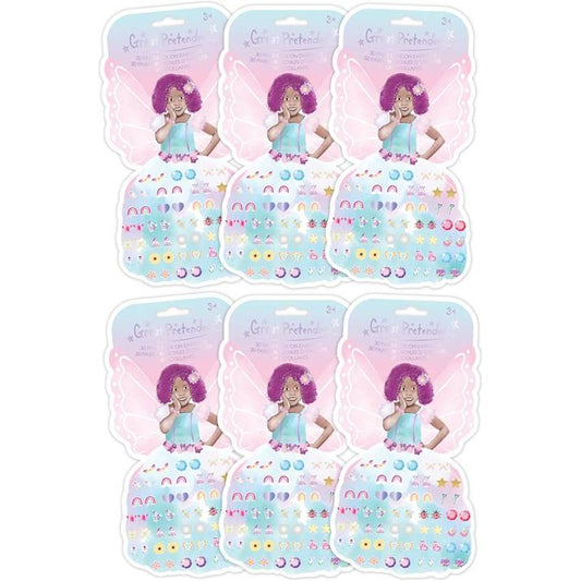 Butterfly Fairy Azaria Sticker Earrings featuring 30 pairs of colorful butterfly, fairy, and whimsical character sticker earrings for kids' dress-up and imaginative play.