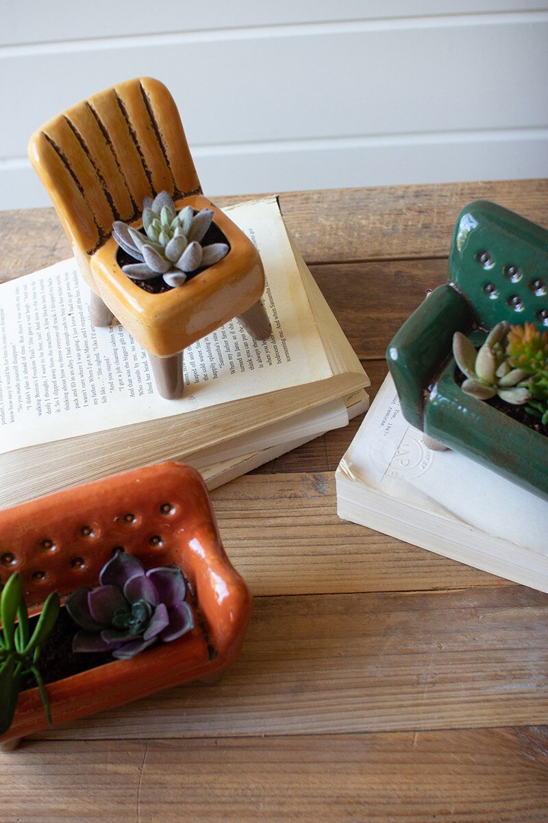 Ceramic Sofa and Chair Planters, 3 Styles