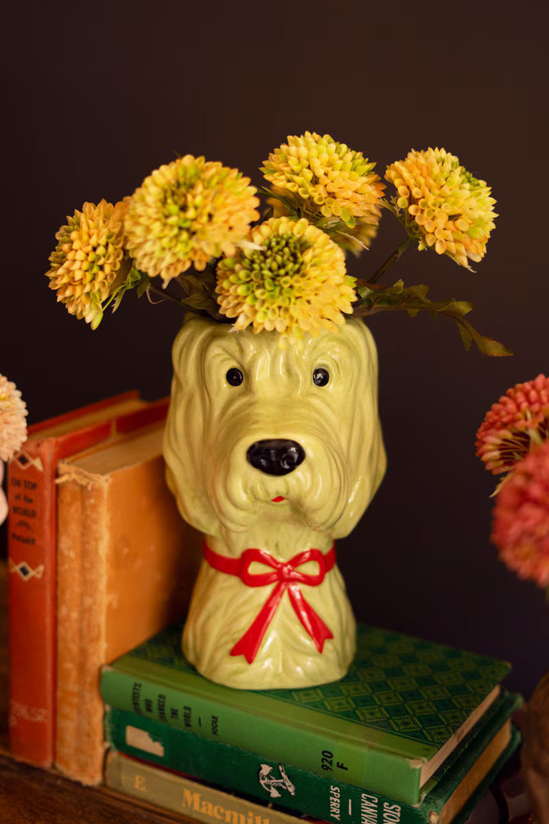 Ceramic Dog with Bows Vase, 3 Styles