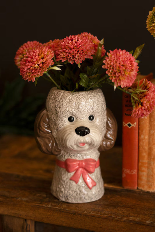 Ceramic Dog with Bows Vase, 3 Styles
