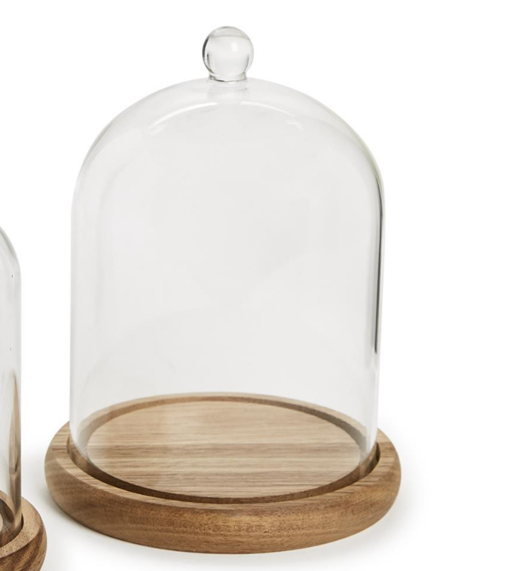 Cloche with Ball Handle and Wood Base