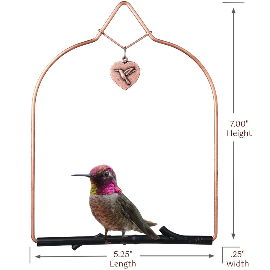 Copper Hummingbird Swing, Rustic Perch