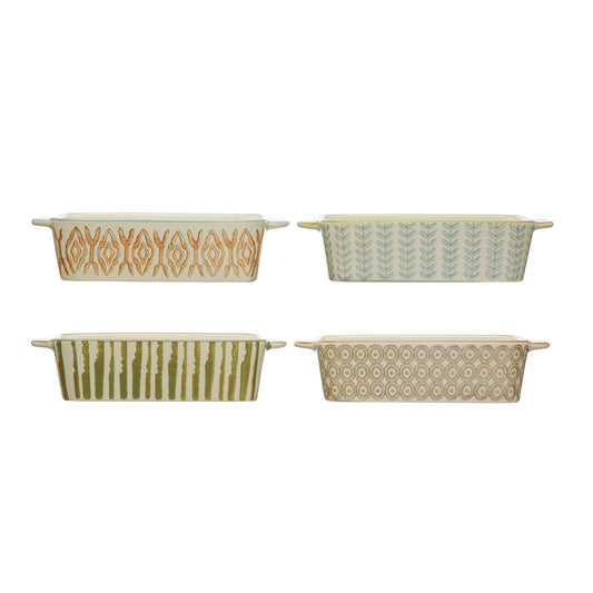 Hand-Stamped Stoneware Baker, 4 Styles