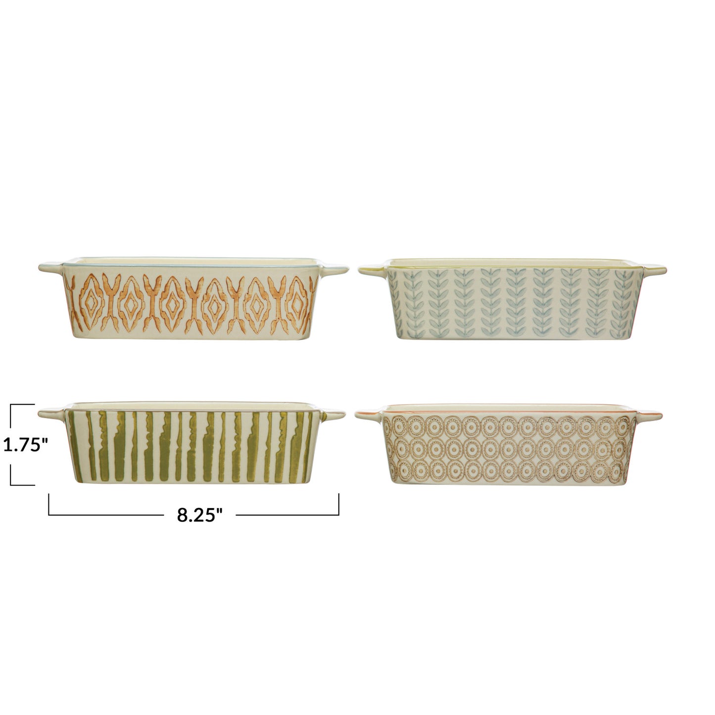 Hand-Stamped Stoneware Baker, 4 Styles