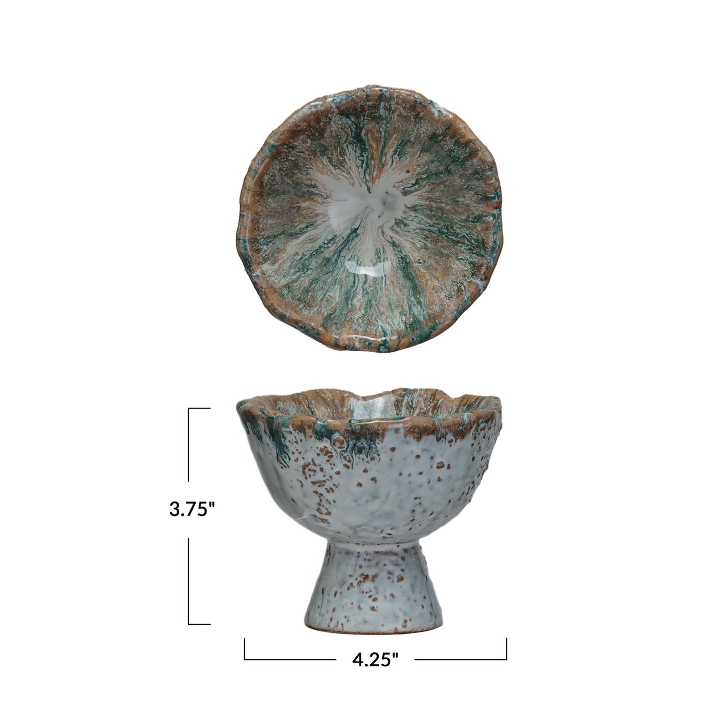 Stoneware Footed Bowl, Reactive Glaze, 2 Sizes