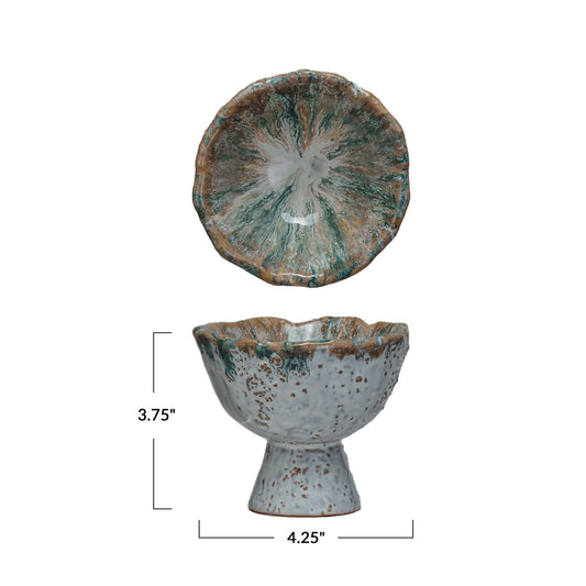 Stoneware Footed Bowl, Reactive Glaze, 2 Sizes